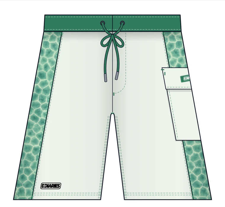 The Turtle Stripe boardshort, front view